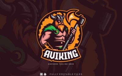 Viking Axe Mascot Logo Template