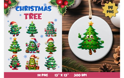 Merry Christmas Tree. Clipart, PNG.