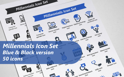 Modello di set di icone dei Millennials
