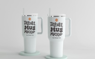 Rambler Travel Mug Drinking Cup Mockup 11