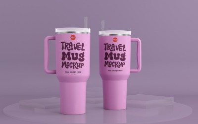 Rambler Travel Mug Drinking Cup Mockup 24