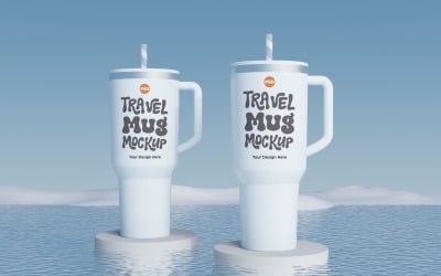 Rambler Travel Mug Drinking Cup Mockup 36