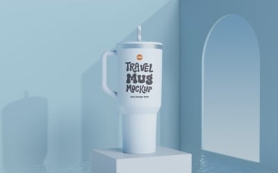 Rambler Travel Mug Drinking Cup Mockup 42