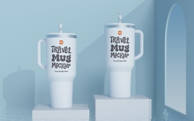 Rambler Travel Mug Drinking Cup Mockup 43
