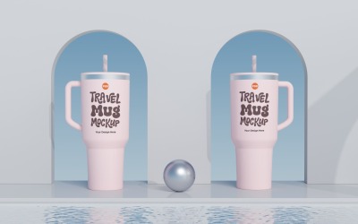 Rambler Travel Mug Drinking Cup Mockup 45