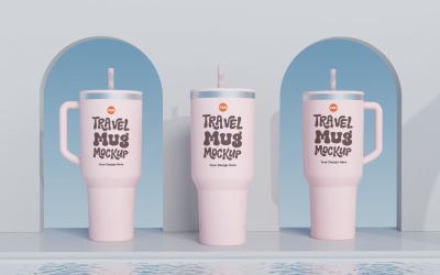 Rambler Travel Mug Drinking Cup Mockup 46