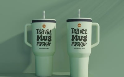 Rambler Travel Mug Drinking Cup Mockup 48
