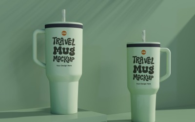Rambler Travel Mug Drinking Cup Mockup 49