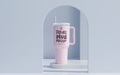 Rambler Travel Mug Drinking Cup Mockup 56