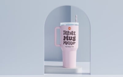 Rambler Travel Mug Drinking Cup Mockup 57