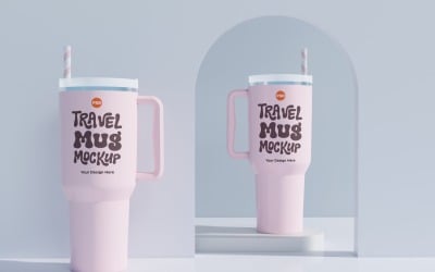 Rambler Travel Mug Drinking Cup Mockup 58