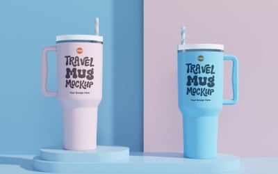 Rambler Travel Mug Drinking Cup Mockup 60