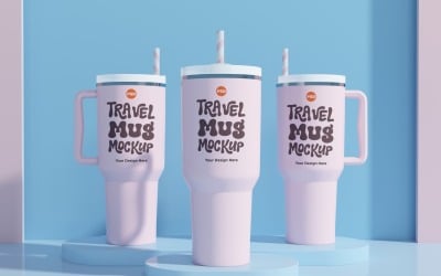 Rambler Travel Mug Drinking Cup Mockup 61