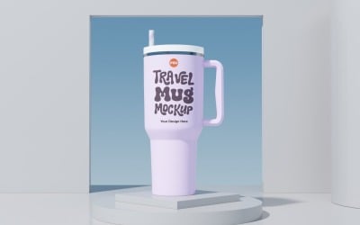 Rambler Travel Mug Drinking Cup Mockup 62