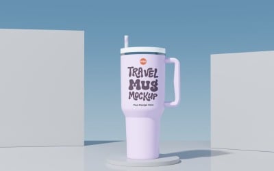 Rambler Travel Mug Drinking Cup Mockup 63