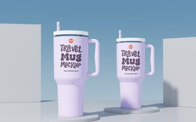 Rambler Travel Mug Drinking Cup Mockup 64