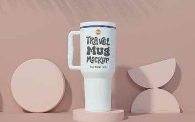 Rambler Travel Mug Drinking Cup Mockup 68
