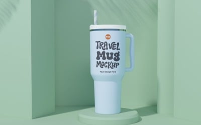 Rambler Travel Mug Drinking Cup Mockup 71