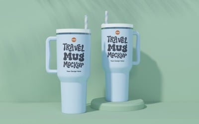 Rambler Travel Mug Drinking Cup Mockup 73