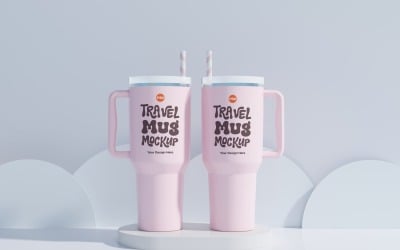 Rambler Travel Mug Drinking Cup Mockup 78