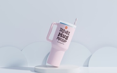 Rambler Travel Mug Drinking Cup Mockup 79