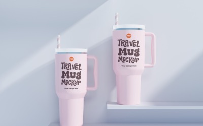 Rambler Travel Mug Drinking Cup Mockup 81