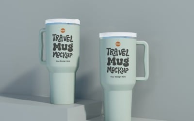 Rambler Travel Mug Drinking Cup Mockup 93