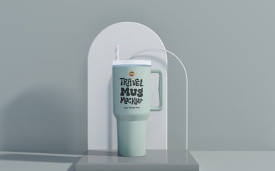 Rambler Travel Mug Drinking Cup Mockup 95