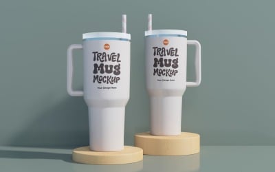Rambler Travel Mug Drinking Cup Mockup 99