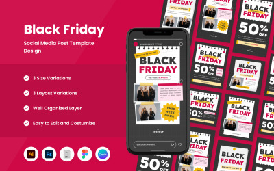 Black Friday Satış Sosyal Medya Gönderi Şablonu V1