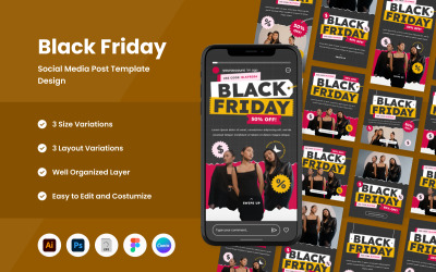 Black Friday Satış Sosyal Medya Gönderi Şablonu V2