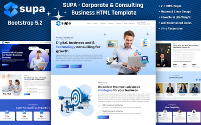 SUPA - Modello di sito Web multiuso HTML5 Bootstrap pulito per aziende e consulenze aziendali