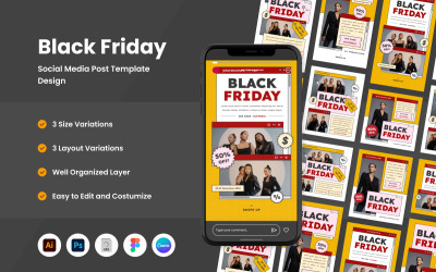 Szablon posta w mediach społecznościowych na wyprzedaży Black Friday V4