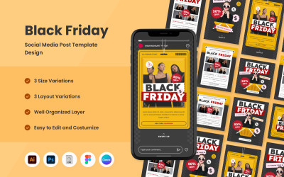 Vorlage für Social-Media-Beiträge zum Black Friday Sale V3