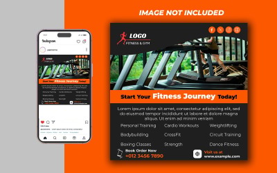Yoga Fitness Gym Promotional Social Media PSD Raster Banner Template - Template 04