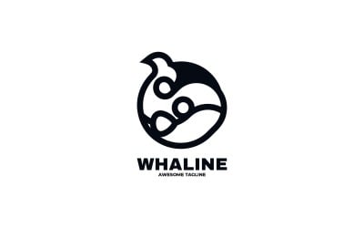 Whale Line Art Logo Template