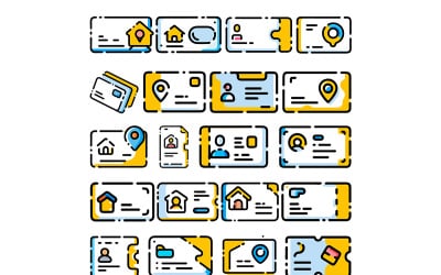 Address-card icon with broken line style bundle