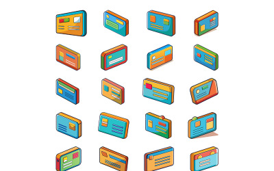 Address-card icon with cartoon style bundle