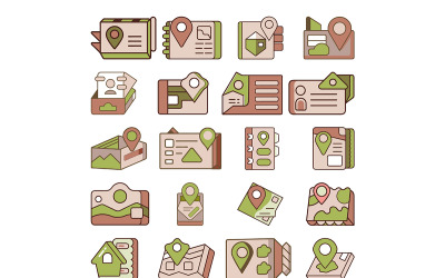 Address-card icon with colored outline style bundle