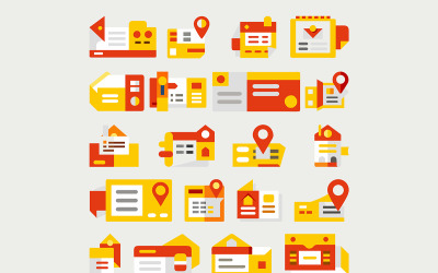 Address-card icon with colored shape style bundle