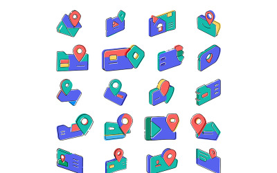 Address-card icon with offset doodle style bundle