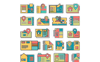 Address-card icon with offset fill style bundle