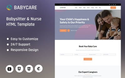 Babycare - Babysitter &amp;amp; Nurse HTML Landing Page Template