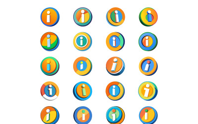 Beautiful Circle info icon with cartoon style bundle