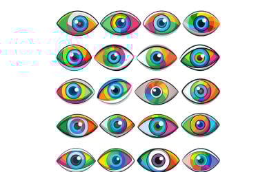 Eye icon with cartoon style bundle