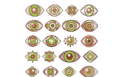 Eye icon with colored outline style bundle