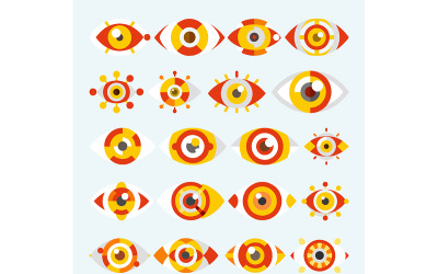 Eye icon with colored shape style bundle