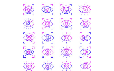 Eye icon with gradient outline style bundle