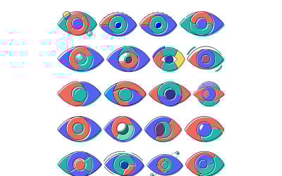 Eye icon with offset doodle style bundle