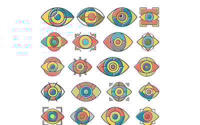 Eye icon with offset fill style bundle